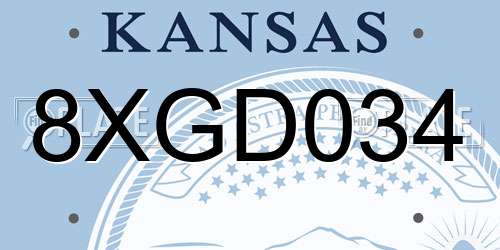 8XGD034 Kansas License Plate