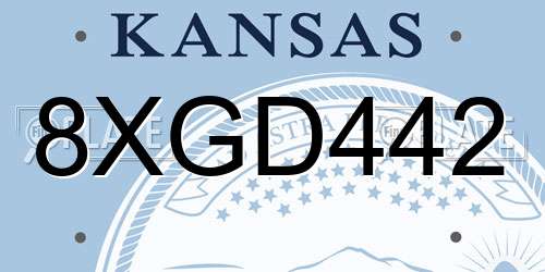 8XGD442 Kansas License Plate