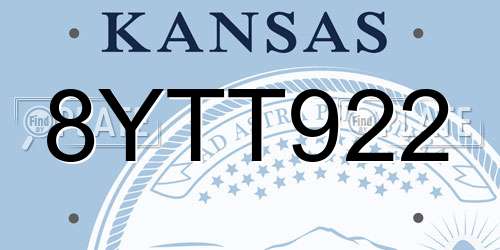 8YTT922 Kansas License Plate