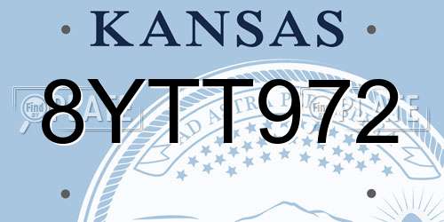 8YTT972 Kansas License Plate