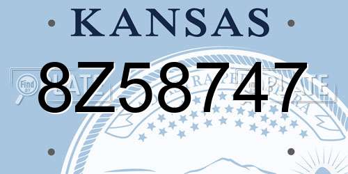 8Z58747 Kansas License Plate