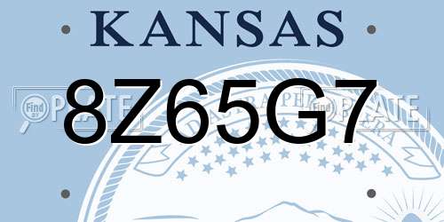 8Z65G7 Kansas License Plate