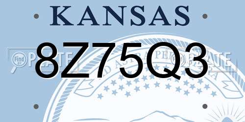 8Z75Q3 Kansas License Plate