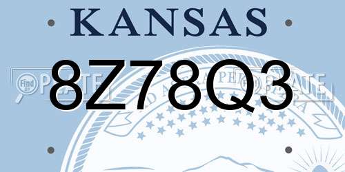 8Z78Q3 Kansas License Plate