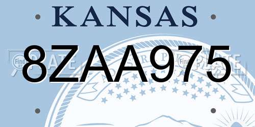 8ZAA975 Kansas License Plate