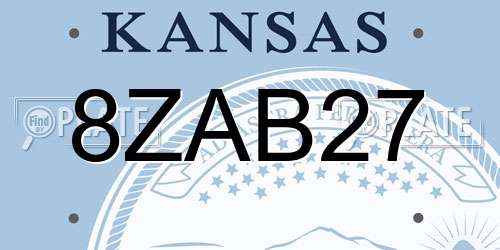 8ZAB27 Kansas License Plate