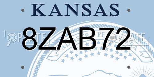 8ZAB72 Kansas License Plate