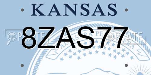 8ZAS77 Kansas License Plate