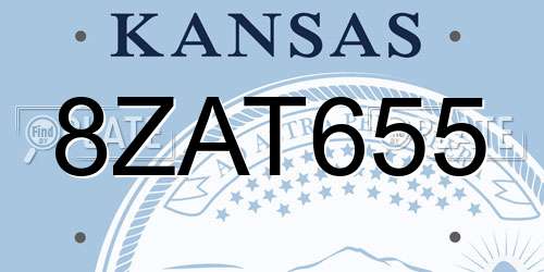 8ZAT655 Kansas License Plate