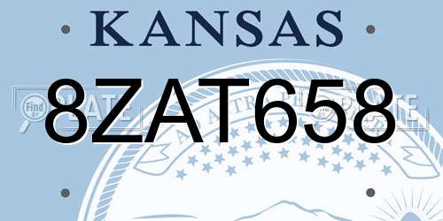 8ZAT658 Kansas License Plate