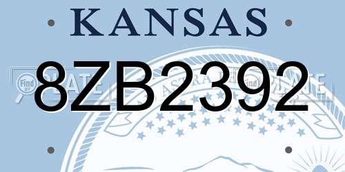 8ZB2392 Kansas License Plate