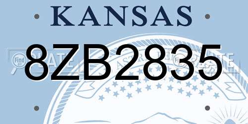 8ZB2835 Kansas License Plate