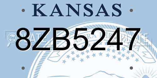 8ZB5247 Kansas License Plate