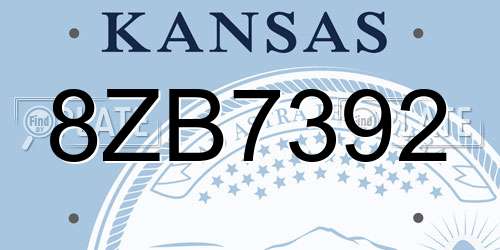 8ZB7392 Kansas License Plate