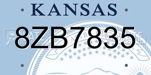 8ZB7835 Kansas License Plate