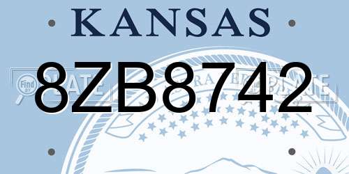 8ZB8742 Kansas License Plate