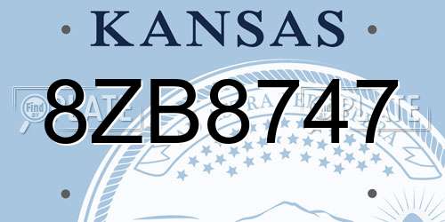 8ZB8747 Kansas License Plate