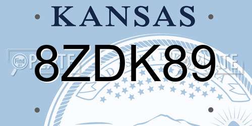 8ZDK89 Kansas License Plate