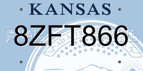 8ZFT866 Kansas License Plate