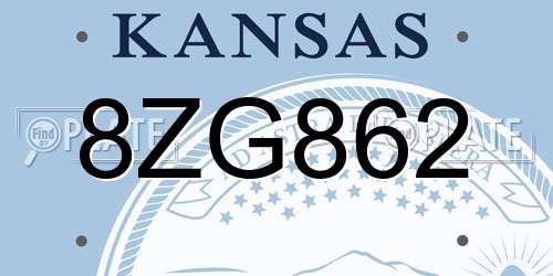 8ZG862 Kansas License Plate