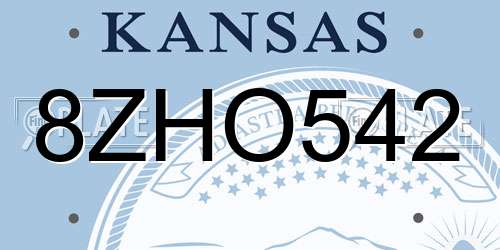 8ZHO542 Kansas License Plate
