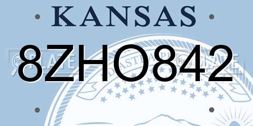 8ZHO842 Kansas License Plate