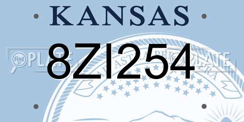 8ZI254 Kansas License Plate
