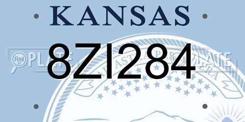 8ZI284 Kansas License Plate