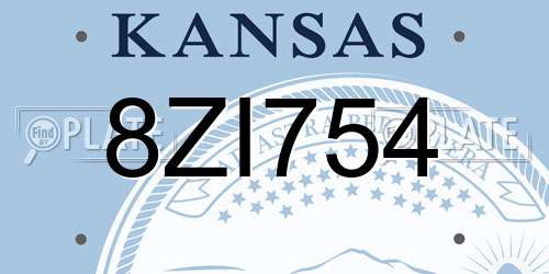 8ZI754 Kansas License Plate
