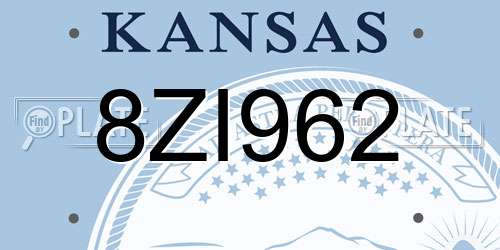 8ZI962 Kansas License Plate