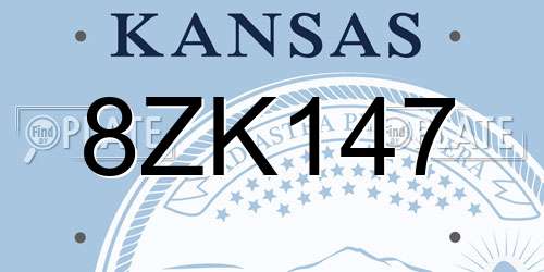 8ZK147 Kansas License Plate