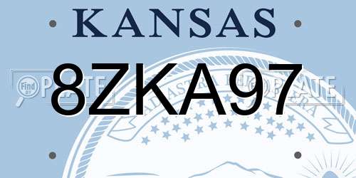 8ZKA97 Kansas License Plate