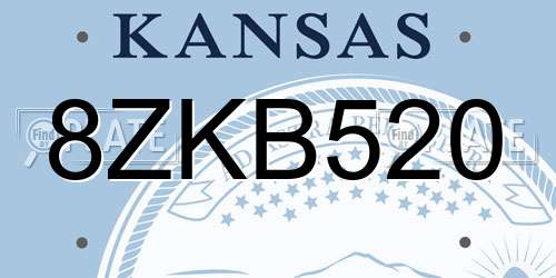 8ZKB520 Kansas License Plate