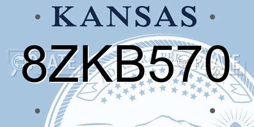 8ZKB570 Kansas License Plate