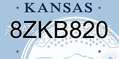8ZKB820 Kansas License Plate