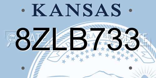 8ZLB733 Kansas License Plate