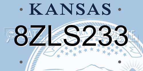 8ZLS233 Kansas License Plate
