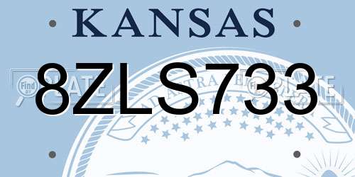 8ZLS733 Kansas License Plate