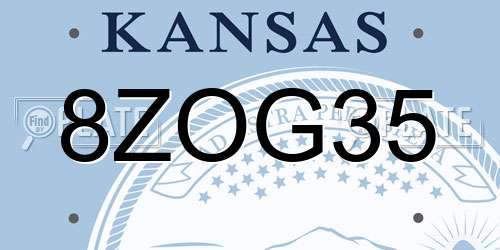 8ZOG35 Kansas License Plate