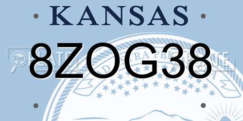 8ZOG38 Kansas License Plate