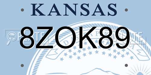 8ZOK89 Kansas License Plate