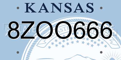8ZOO666 Kansas License Plate