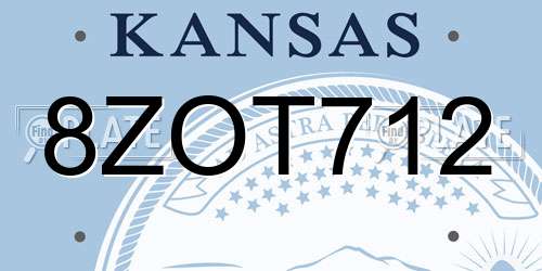 8ZOT712 Kansas License Plate