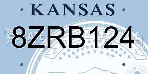 8ZRB124 Kansas License Plate