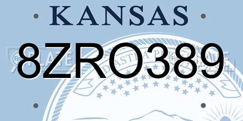 8ZRO389 Kansas License Plate