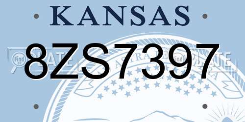 8ZS7397 Kansas License Plate