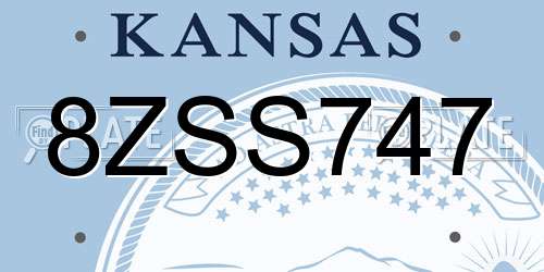 8ZSS747 Kansas License Plate