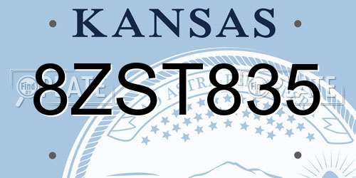 8ZST835 Kansas License Plate
