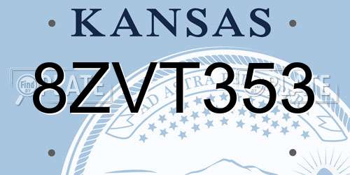 8ZVT353 Kansas License Plate