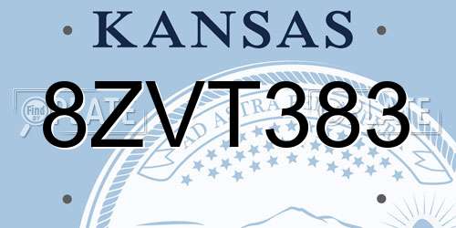 8ZVT383 Kansas License Plate